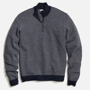 Marine Layer Re-Spun soft merino wool bled 1/4 zip pullover sweater navy L